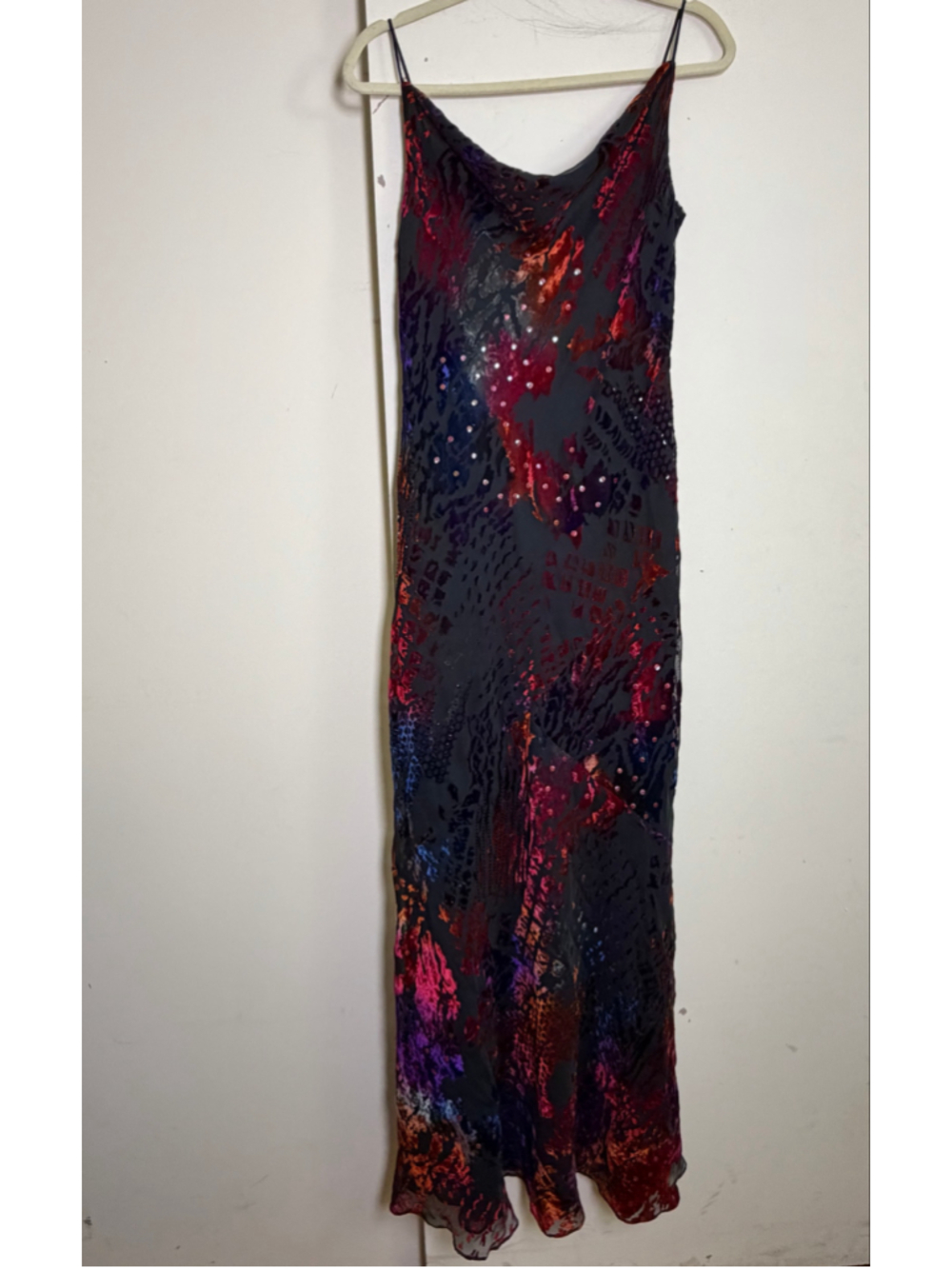 Vintage 90s Y2K Whimsygoth Fairycore Cachet Burnout Velvet Maxi Dress Gown 10